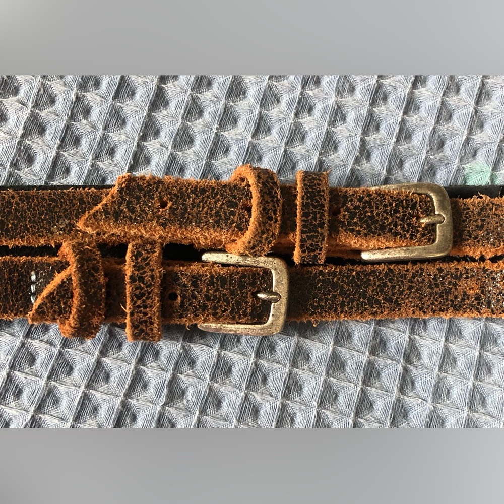 ROXY Leather and Canvas Two Buckle Belt